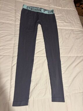 Gymshark Black Leggings with Mint Branded Waistband